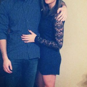 Little Black Dress with lace long sleeves